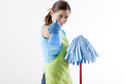 Carpet cleaning team sorting recyclable materials in N10
