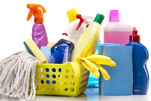 Office cleaners working in a professional workspace in N10
