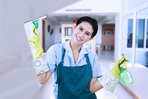 Professional cleaner working in a kitchen in N10